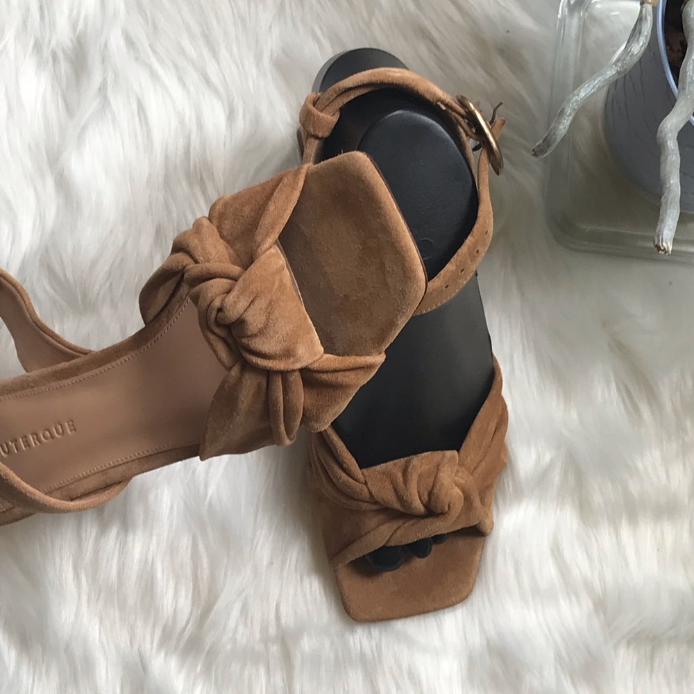 Sz 5 U..S. | ZARA UTERQUE | Tan Block Heel / Vamp Knot Sandals 💋 - Picture 4 of 10